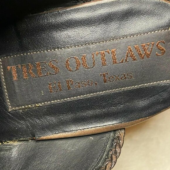 Handcrafted Tres Outlaws El Paso Leather Wingtip Mules Rare Womens Size 7.5 - Picture 4 of 5